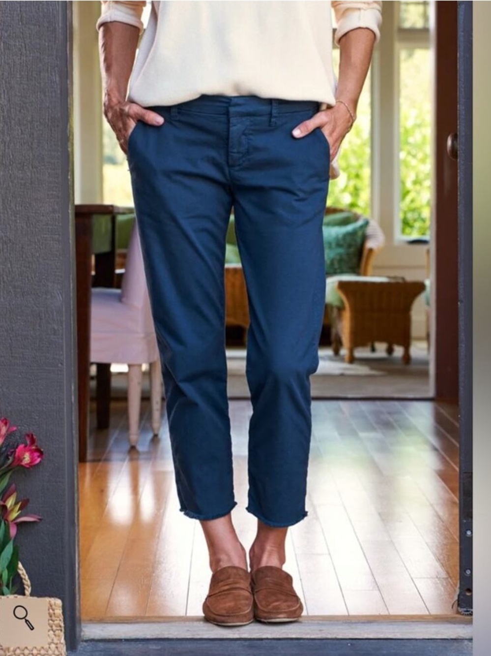 Frank & Eileen Wicklow Italian Denim Cropped Chino Pants NWT 0
